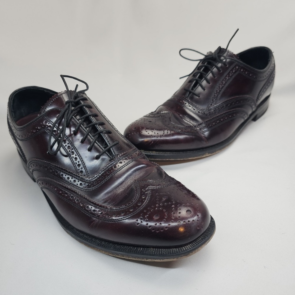Florsheim Imperial Longwing Wingtip Burgundy Leather Dress Shoes Men's 7.5 D USA